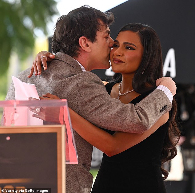 Mindy Kaling Shares Kiss With Rumored Baby Daddy BJ Novak at Hollywood Walk of Fame Ceremony