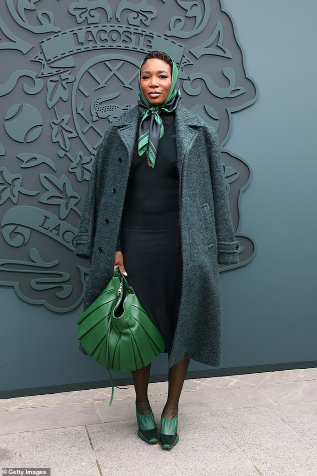 Revised Title:
"Venus Williams Dons All-Green Ensemble with Delilah Hamlin and Adrien Brody at Lacoste’s Star-Studded Paris Fashion Week Show"  
Key Adjustments:  

Replaced "cuts a chic figure" with "dons" for concision.  
Simplified "all-green look" to "all-green ensemble."  
Omitted "leggy" to maintain focus on attendees.  
Expanded "PFW" to "Paris Fashion Week" for clarity.
