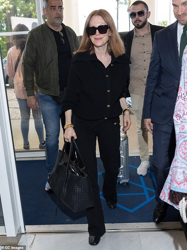 Julianne Moore Stuns in Chic All-Black Ensemble at 78th Cannes Film Festival, Arrives at Hotel Martinez on Day Five