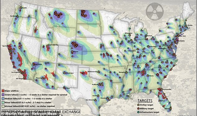 Nuclear Strike Impact Map Forecasts 250 Million US Fatalities Amid World War III Threats
