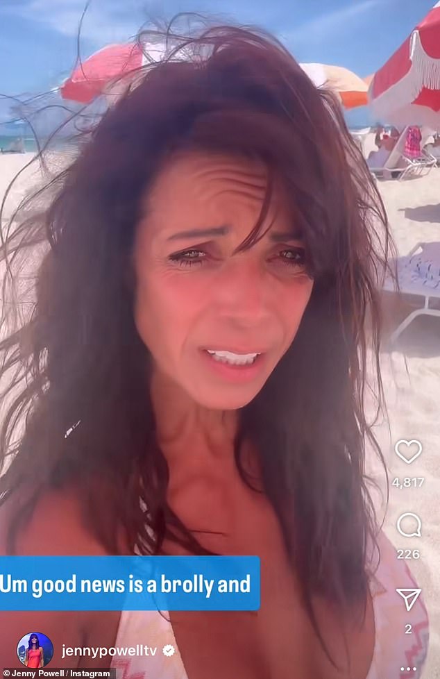 Jenny Powell Reveals Indecent Proposal from Miami Beach Worker While Wearing Zig-Zag Bikini  
This version maintains the core details (Jenny Powell, the incident, location, and attire) while removing sensationalized language.