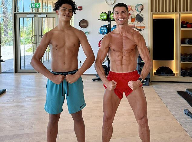 Ronaldo, 40, and Son Cristiano Jr., 14, Spark Social Media Frenzy with Mirroring Chiseled Physiques