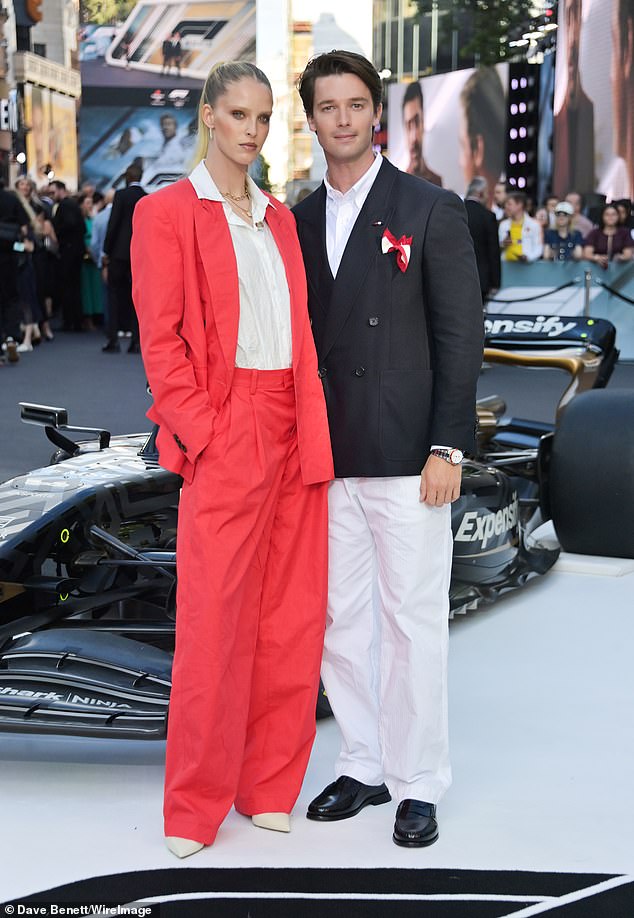 Patrick Schwarzenegger and Abby Champion Channel Power Couple in Matching Tommy Hilfiger Suits at F1: The Movie European Premiere