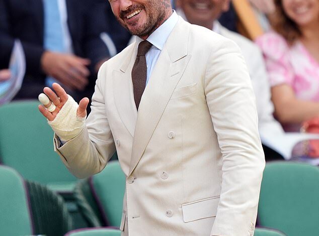 David Beckham and Sandra Joined by Rochelle and Marvin Humes, Eddie Redmayne, Sam Thompson, and Cliff in Royal Box on Wimbledon Day 1