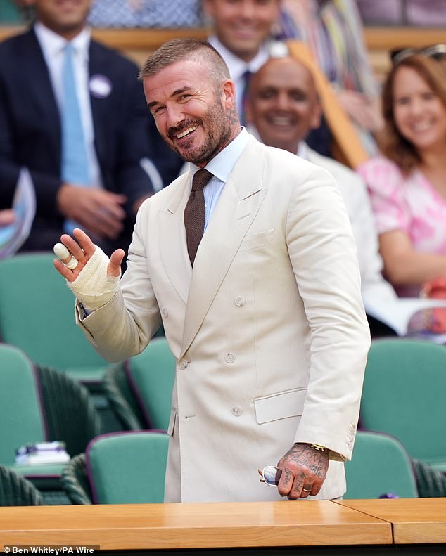 David Beckham and Sandra Joined by Rochelle and Marvin Humes, Eddie Redmayne, Sam Thompson, and Cliff in Royal Box on Wimbledon Day 1