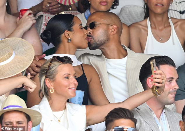 Rochelle Humes and Husband Marvin Share Kiss While Jamie Campbell Bower Debuts Romance with Elena Taber at Wimbledon Opening Day