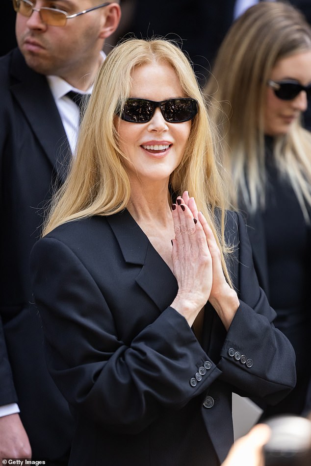 Nicole Kidman Showcases Sculpted Look With Animated Hand Gestures at Balenciaga Show