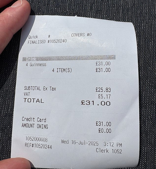Golf Fans Pay Staggering Prices for Booze at The Open, Guinness Receipt Shows