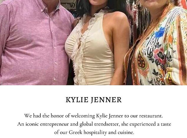 Title: "Kylie Jenner Faces Backlash Over Viral Greek Island Restaurant Post"  
This version concisely captures the subject (Kylie Jenner), the action (viral post about a Greek island restaurant), and the negative reaction (backlash), while maintaining clarity and brevity.