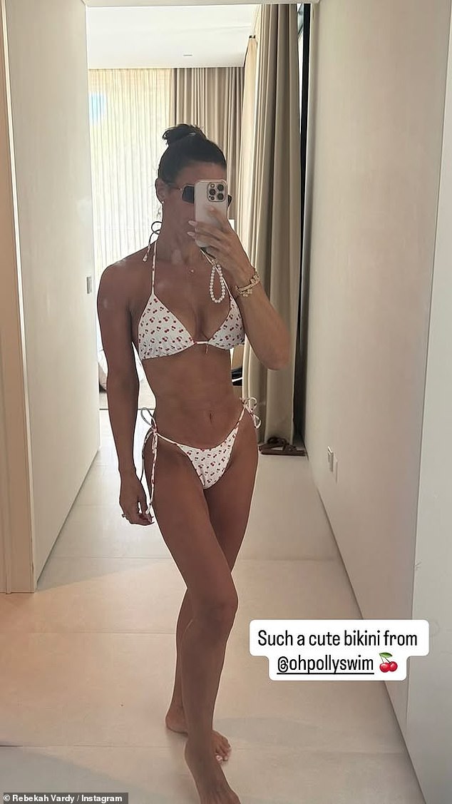 Rebekah Vardy Flaunts Toned Figure in White Bikini During Family Holiday