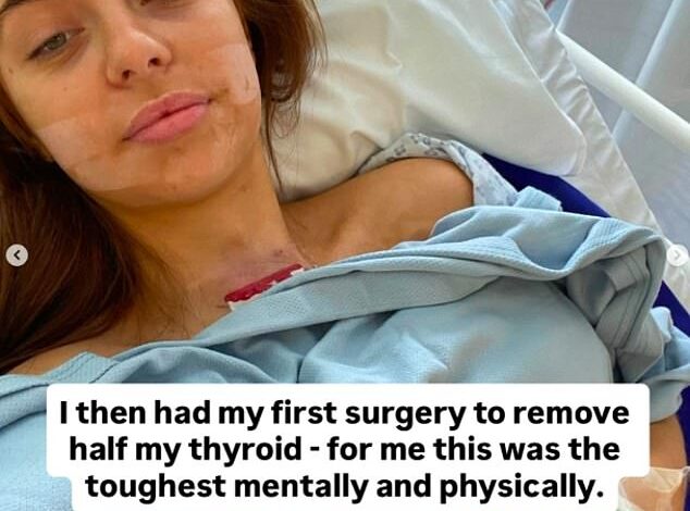 Title: Love Island’s Demi Jones Opens Up About Thyroid Cancer Diagnosis at 22  
Rationale: The revised title condenses key details (her identity, health battle, age at diagnosis) while removing redundancy ("after being diagnosed") and maintaining clarity and emotional resonance.