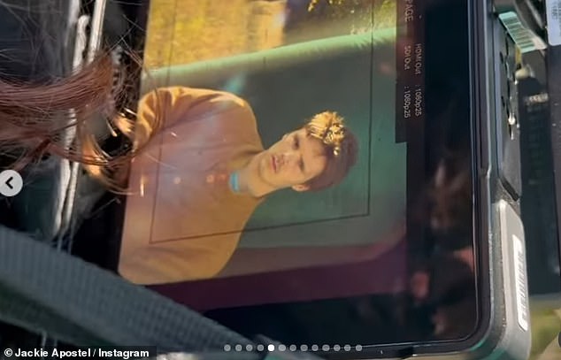 "Jackie Apostel, 30, Shares Behind-the-Scenes Snaps from Boyfriend Cruz Beckham’s Explicit New Single Music Video."  
(Note: This condenses key details—ages, relationship, BTS content, and the song’s explicit nature—while omitting redundant phrasing and sensationalized language like "VERY.")